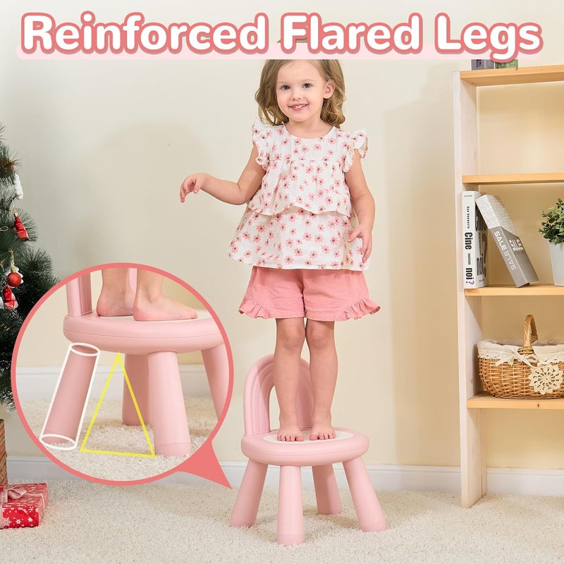 KidBloom Toddler Chair, Sturdy Anti-Tip Kids Chair, Lightweight Small Plastic Child Chair for Toddlers 1-3, Rainbow Backrest Ergonomic Design, Pink - Image 4